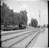 Hersbyholm, nya vagnhallen. För ovanligheten en godsvagn på stickspåret.