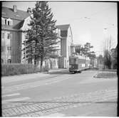 Helsingin Kaupupungin Liikennelaitos, HKL spårvagnssätt linje 4 på utgående ur Munksnäs slingan.