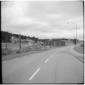 Vagnhallen vid AGA station sedd från väster. Till vänster, verkstaden.