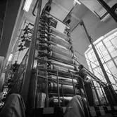 Man i arbete vid glätt nr 17 på pappersbruket Papyrus i Mölndal, 3/6 1955.