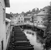 Mölndalsån, uppströms Forsebron. Mölndal, 1/6 1961.