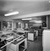 Interiörfotografi från laboratoriet på pappersbruket Papyrus i Mölndal, 23/9 1964.