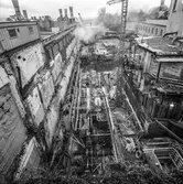 Gjutning vid byggnad nr 9 på pappersbruket Papyrus i Mölndal, 16/12 1964.