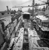 Gjutning vid byggnad nr 9 på pappersbruket Papyrus i Mölndal, 29/1 1965.