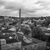 Vy över pappersbruket Papyrus fabriksområde i Mölndal, 21/7 1970.