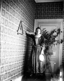 Porträtt av dam i lång klänning.