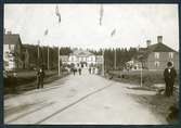 Sura sn, Surahammar kn, Surahammar.
Kronprinsbesök vid Surahammars järnvägsstation, 1906.
