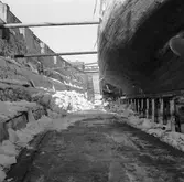 Isförhållande kring fiskebåtar i dockorna