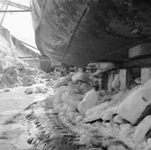 Isförhållande kring fiskebåtar i dockorna