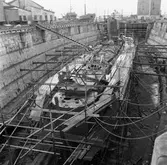 Ubåten Forellen och Gäddan pågående arbeten i docka 4 o 5 samt verkstan