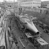 Ubåten Forellen och Gäddan pågående arbeten i docka 4 o 5 samt verkstan