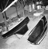 Segelbåten Viggen under arbete i båtverkstan