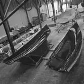 Segelbåten Viggen under arbete i båtverkstan