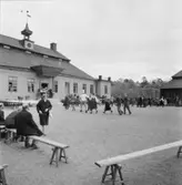 Ringdans på gårdsplanen framför Skogaholms herrgård, Skansen.