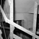 Nya Länsmuseet i Jönköping under uppbyggnad. Huvudtrappan.