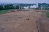 Översiktsbild över området till en arkeologisk undersökning vid Eurostop i Jönköping. Den arkeologiska undersökningen ägde rum 1998.