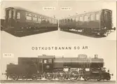 Leveransfoton av Ostkustbanan, OKB BC0rt 73, OKB BC01 51 och OKB H 24.