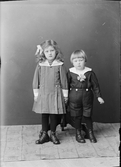 Ateljéporträtt - barn till John Österholm från Torrön, Börstil socken, Uppland 1922