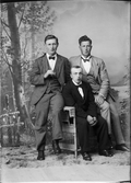 Ateljéporträtt - en man tillsammans med Helge Frisell från Singö och Eskil Tillman från Aspö, Börstil socken, Uppland 1921