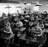 Tekoindustri. Kvinnor syr handskar i Laholm. 
