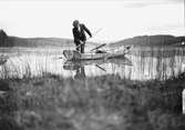 Håvning av kräftor. Jösse härad, Mangskogs socken, Salungen,  Värmland.