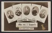 Visitkortsbild från teateruppsättningen ”Min ros i skogen” på Dramatiska teatern i Stockholm 7 december 1867. Ur fotoalbum med inv.nr 1964/057.