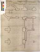 Ritning på väv över Nordiska museets huvudbyggnad. Plan. Jordvåning. 113x85 cm. Tusch, brunt. Linjalritning. Osignerad.








