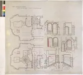 No 160 Nordiska Museeet. Absidens 2dra galleri ( +20.845) [Utdrag ur ritn No131 jämte sektioner]