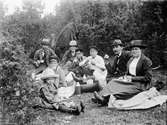 Bröderna Josef och Karl Ärnström med familjer på picknick