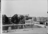 Reprofotografi - hamnen, vy från öster mot Pumphuset  och restaurang Flustret, Fjärdingen, Uppsala före 1901