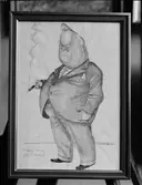 Teckning eller akvarell med texten: Tillägnas vännen John Österlund