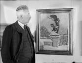 Prins Eugen intervjuad inför utställningsvernissage på Göteborgs nation, Uppsala 1933