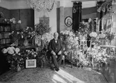 Födelsedagsporträtt - äldre man i hemmiljö, sannolikt Uppsala, 1933