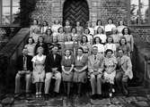 Grupporträtt - elever och lärare vid Wiks folkhögskola, Vik, Balingsta socken, Uppland 1943