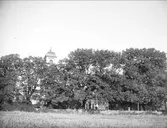 Kyrkomiljö vid Alsike kyrka, Alsike socken, Uppland september 1920