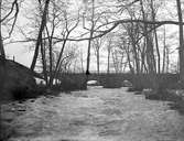 Stenvalvsbro över Sävaån i Focksta, Hagby socken, Uppland april 1916