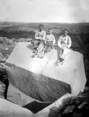 Paus på ett nyss uttaget stenblock, Eds stenbrott, Stångenäs