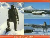 Notering på kortet: Bruksvallarna.
Statyn Gruvarbetaren. Skulptör Lars Widefalk.
Mittåkläppen.
Bruksvallarnas fjällkapell.