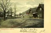 Järnvägsstationen i Huskvarna. Vykort skrivet 1907-06-28.