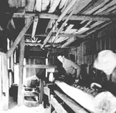 Sågning av brädor vid Ålgårdsbacka kvarn. Fotograf och årtal är okänt.