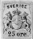 Frimärksförlaga till frimärket 1862 - Lejon. Valör 25 öre.