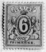 Frimärksförlaga till frimärket Ringtyp 1872 -  . Valör 6 öre.