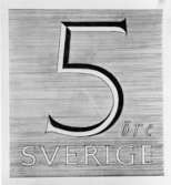 Förslagsskisser till frimärke Ny Siffertyp 1951-1965, utgivet 29/11 1951. Konstnär: Karl-Erik Forsberg. Blyerts. Valör 5 öre, texten 