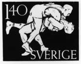 Frimärksförlaga till frimärket Riksidrottsförbundet 50 år, utgivet 27/5 1953. Konstnär: Erik Prytz. Svenska gymnastik- och idrottsföreningars riksförbund bildades 1903. Replik av originalteckningen, med valör 