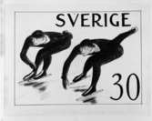 Ej realiserade förslag till frimärke Riksidrottsförbundet 50 år, utgivet 27/5 1953. Svenska gymnastik- och idrottsföreningars
riksförbund bildades 1903. Konstnär: Georg Lagerstedt.
Valör 30 öre.