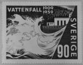 Förslagsritningar - ej antagna - till frimärket Vattenfall 50 år