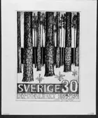 Förslagsteckningar - skisser - till frimärket Domänverket 100 år, utgivet 4/9 1959. Konstnär: Sven Ljungberg. Förslag nr 