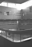 Stadshushallen med utsikt över alla våningar och gångar i Mölndals stadshus, juni 1994.