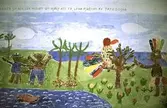 Teckningar målade av barn, 4-6 år, på Toltorps lekskolor. Teckningarna utfördes 1953 för att utsmycka Lackarebäckshemmet. Motiven är hämtade ur ett antal välkända sagor.