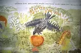 Teckningar målade av barn, 4-6 år, på Toltorps lekskolor. Teckningarna utfördes 1953 för att utsmycka Lackarebäckshemmet. Motiven är hämtade ur ett antal välkända sagor.